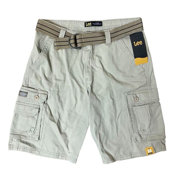 Lee Shorts Mens 32 Khaki Tan Dungarees Belted Wyoming Cargo Outdoor RN 130273 - Picture 12 of 12